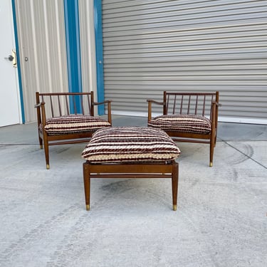 1960s Mid Century Walnut Slipper Lounge Chairs - Set of 3 
