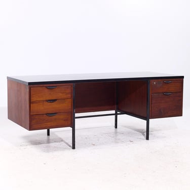 Lehigh Leopold Mid Century Walnut Executive Desk - mcm 