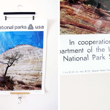Original 1972 Zion National Park Poster - Checkerboard Mesa Utah - US National Park Official Poster - Gift For Outdoor Lover Camper Friend 