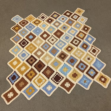 Vintage Granny Square Afghan Crochet Blanket - 60