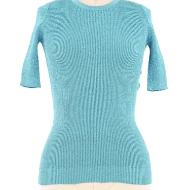 Yves Saint Laurent Turquoise Lurex Ribbed Top