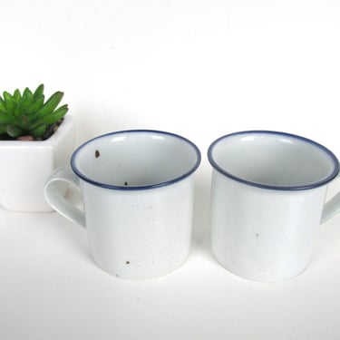 2 Vintage Dansk Blue Mist Coffee Mugs, Blue And White Speckled Cups By Niels Refsgaard From Denmark - 4 available 