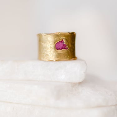 Brass and Raw Ruby Eos Ring