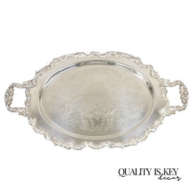 Vintage English Victorian Style Silver Plated Oval Platter Tray Crown Hallmark