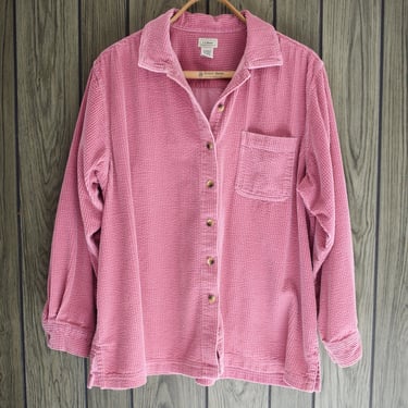 Classic LL Bean Dusty Rose Cord Jacket | XL | Vintage 1990s/Y2K Pink Cotton Corduroy Shirt 