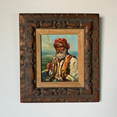 1970's Vintage Indian Old Man Portrait  Oil Painting, Signed 