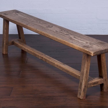 Antique Rustic Country French Farmhouse Oak Bench 