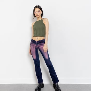 BONGO LOW RISE Y2K Jeans vintage women 2000's Denim low waist flares Pink Dark Blue Fading / 34 - 35 Inch Hips / Size 1 