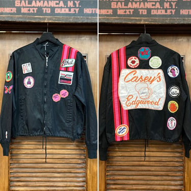 Vintage 1960’s Windbreaker with Risqué Patches, 60’s Jacket, 60’s Windbreaker, Vintage Patches, 60’s Racer Patches, Vintage Clothing 