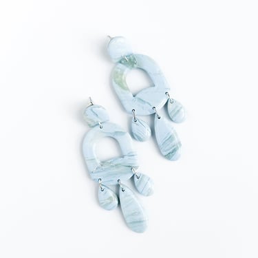 Baby Blue  and Silver Statement Earrings, Lightweight Polymer Clay Earring, Hypoallergenic Posts, Boho Contemporary Styles | CRY BABY 