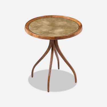 Mid-Century Modern Swag Leg Side Table with Leather Top