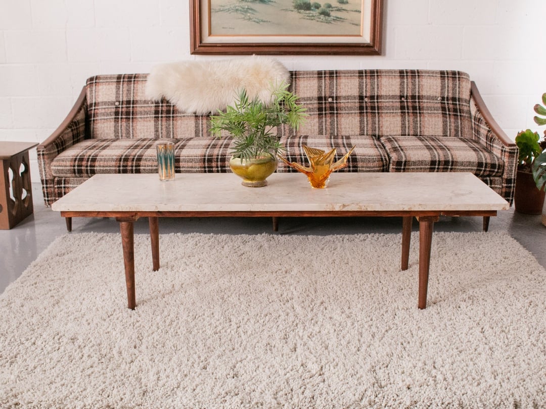 Travertine Marble Coffee Table Sunbeam Vintage Highland Park Los Angeles, CA