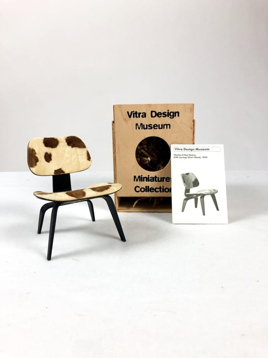 Vitra Miniature Eames Cowhide LCW chair 