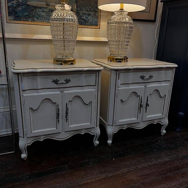 A pair! Faux French nightstands. 17.5” x 25” x 26.5” 