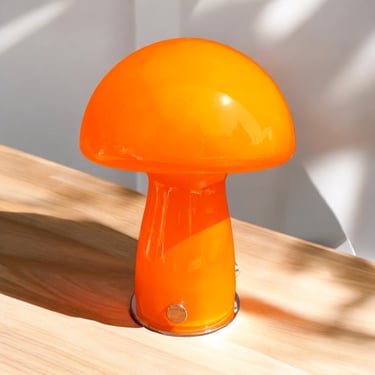 Orange Glass Mushroom Lamp