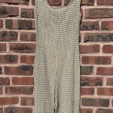 Vintage 90s Plaid Jumpsuit Catsuit Rayon Acerare Cropped Sleeveless Tank XS Small Petite by TimeBa