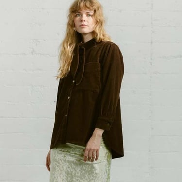 Carleen Emma Bow Shirt - Walnut Corduroy