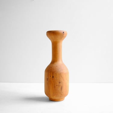 Vintage Hand Turned Rustic Wood Vase 