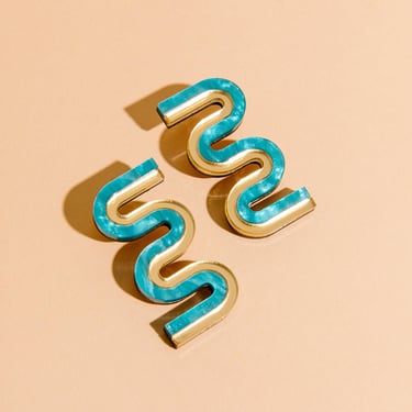 Vea Mini Earrings - Blue and Gold