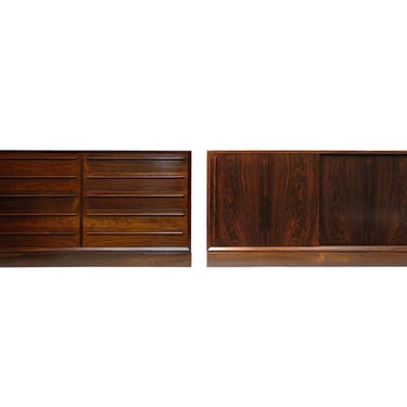 Pair of Mid-century Scandinavian Rosewood Credenza Cabinets, Perfectly Restored