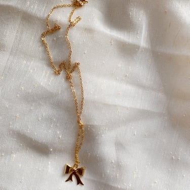 Dainty Goldtone Petite Bow Necklace | 20