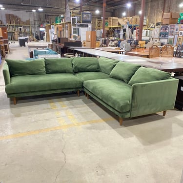 Joybird 'Lewis' Green Velvet 3-Piece Sectional Sofa