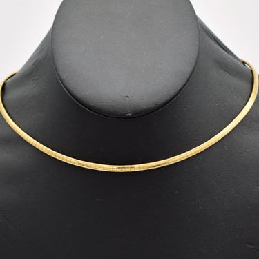 90's Italy gold wash 925 silver 3mm omega chain, buttery yellow sterling vermeil rocker choker 