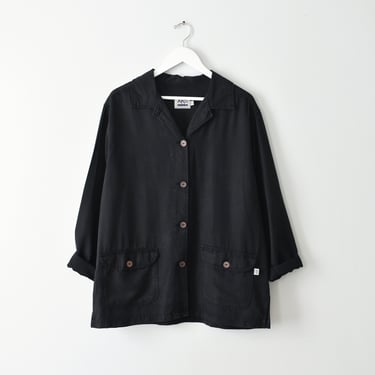 vintage tencel shacket, 90s black shirt jacket 