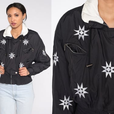 Black Ski Jacket 80s 90s Insulated Winter Coat Puffy Jacket
