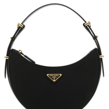 Prada Woman Black Re-Nylon And Leather Arquã¨ Handbag