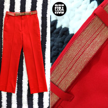 NWOT Vintage 60s 70s Red-Orange Pants with Pockets & Matching Belt 