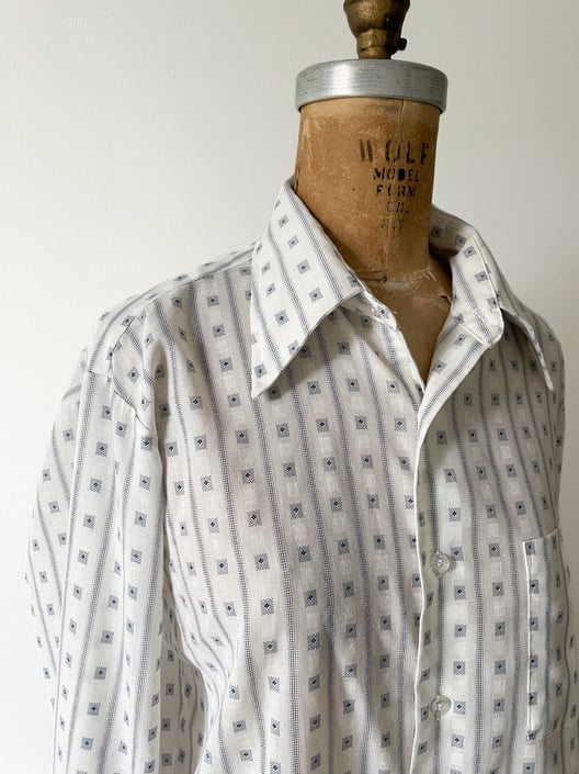 配色◎　60〜70's arrow vintage open collor VINTAGE】 “ARROW” 60's~ Solid Design Open Collar Rayon Shirt