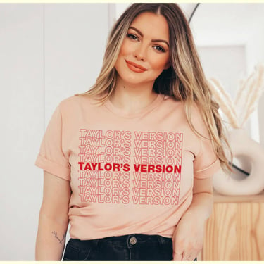 Taylor's Version - Pop Culture Music Swift T-Shirt: XL / Prism Peach