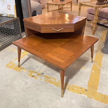 Vintage Two-Tier Mid Century Modern Accent Corner Table