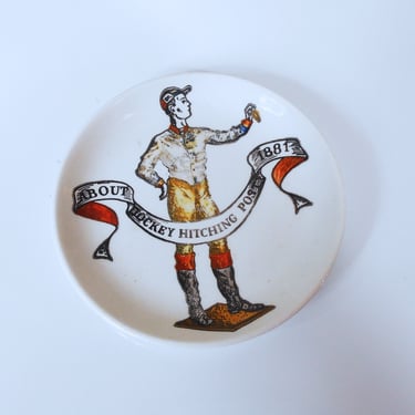 Piero Fornasetti Small Porcelain Plate / Coaster - Jockey Hitching Post from the American Antiques Series 