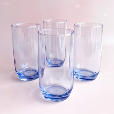 Clear Blue Drinking Glasses, set of 4