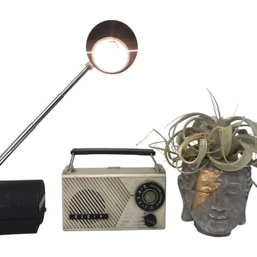 VISCOUNT Mid-Century Eye-Ball Task Lamp | Industrial Metal Lamp | Black & Chrome Articulating Desk Lighting | Space Age RAD LAMP | Bulb Incl 