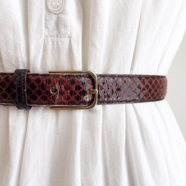 burgundy snakeskin belt | 80s vintage dark red snake  display picture 2