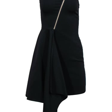 Stella McCartney - Black One-Shoulder Asymmetrical Dress w/ Front Zipper Sz S