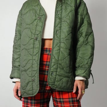Button Front Quilted Military Liner Jacket