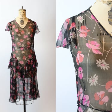 1930s SHEER tissue silk DAISY dress xs | new spring summer 
