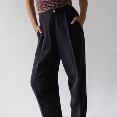 80s Onyx Matte Silk Trousers 
