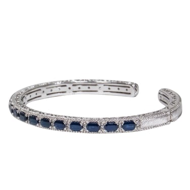 Judith Ripka - Sterling Silver Hinge Cuff w/ Sapphires & Diamonds