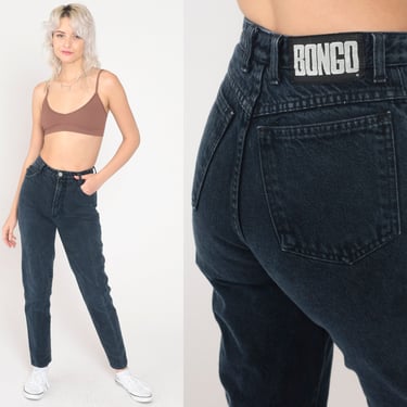 Black Bongo Jeans 90s High Waist Jeans Skinny Faded Slim High Waisted Denim Pants 1990s Vintage Tapered Extra Small xs 24 0 