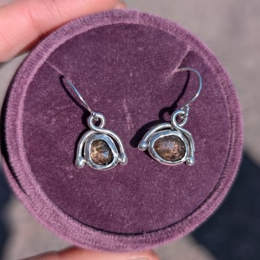 Dark Gray Tourmaline Dangle Earrings