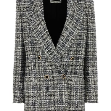 Alessandra Rich Women Embroidered Tweed Oversize Blazer