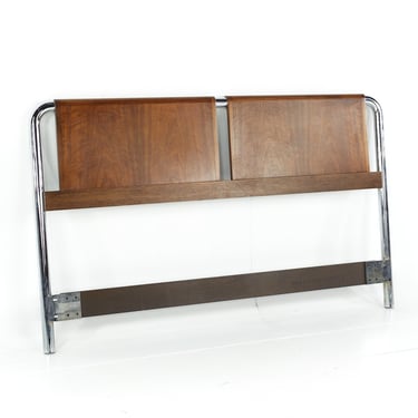 Founders Mid Century Walnut and Chrome Queen Headboard - mcm 