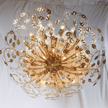 Huge Bras And Crystal Flush Mount Chandelier 