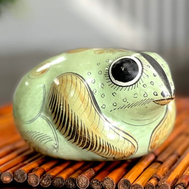 VINTAGE: Mexican Ceramic Hand Painted Frog - Tonola Mexican Pottery - Frog Figurine - Folk Art - SKU 00035426 
