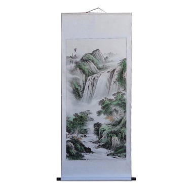 Chinese Hand Painted Mountain & Waterfall Scenery Hanging Scroll / Decor f372E 